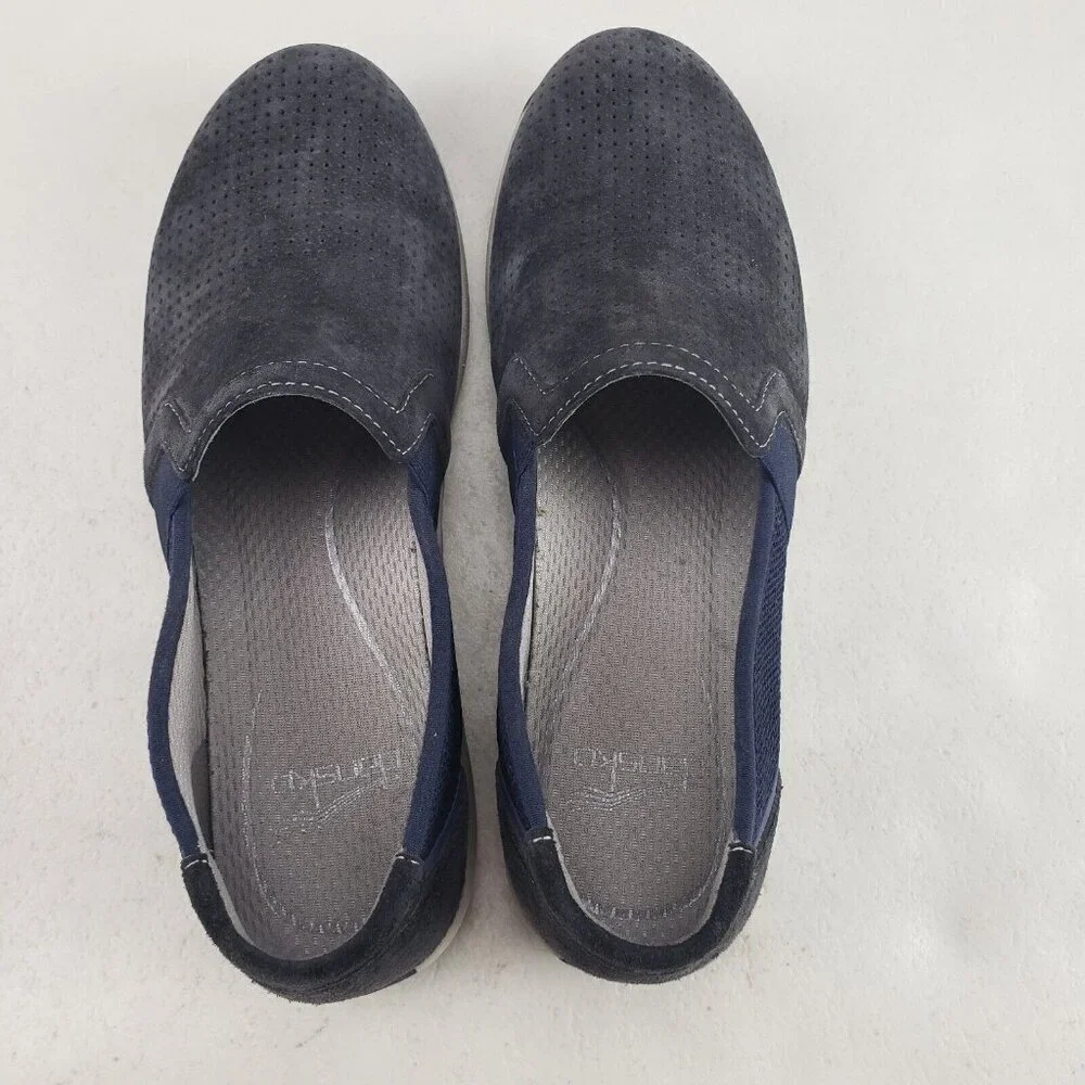 Dansko Halle Suede Slip On Shoe Womens 6.5 7 37 Blue Perforated Comfort Flat
